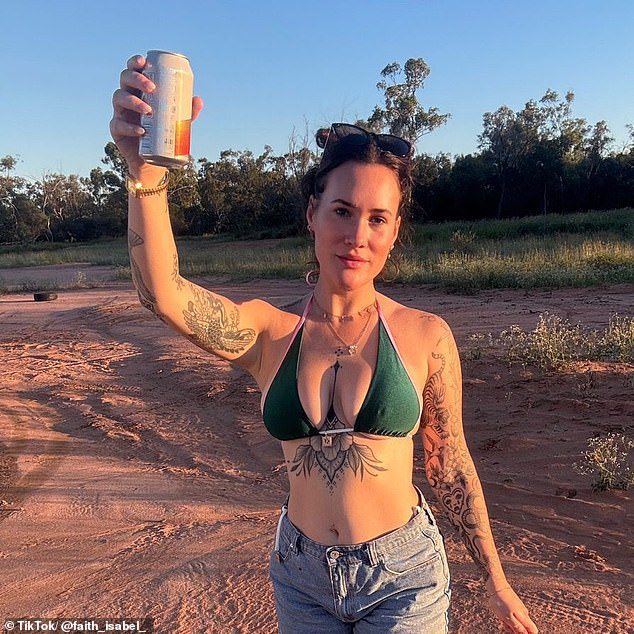 'Aussie girl' Faith (pictured) shares footage from the mines to her 40 thousand followers on TikTok