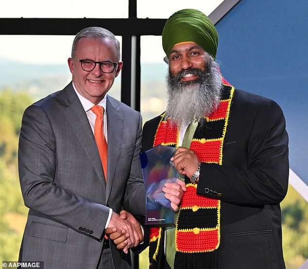 Amar Singh is concerned about how the protests will go down on Sunday. Singh was awarded the 2023 Australian Local Hero by Prime Minister Anthony Albanese